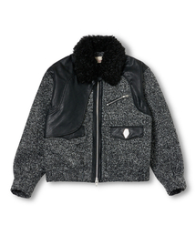 RAD FICTION（ラッドフィックション）の「HESTER DETACHABLE COLLAR CURVED LINE JACKET / GREY BOUCLE（ダウンジャケット/コート）」