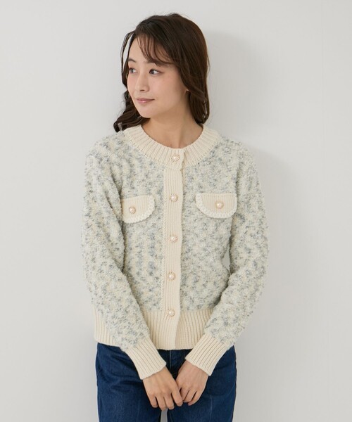 Jayro（ジャイロ）の「フェミニンツィード調ニットカーディガン（カーディガン/ボレロ・レディース・ブルー系その他6/ベージュ系その他2/ピンク・FREE）」の5枚目の写真