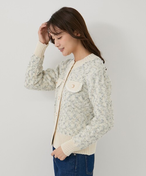 Jayro（ジャイロ）の「フェミニンツィード調ニットカーディガン（カーディガン/ボレロ・レディース・ブルー系その他6/ベージュ系その他2/ピンク・FREE）」の8枚目の写真