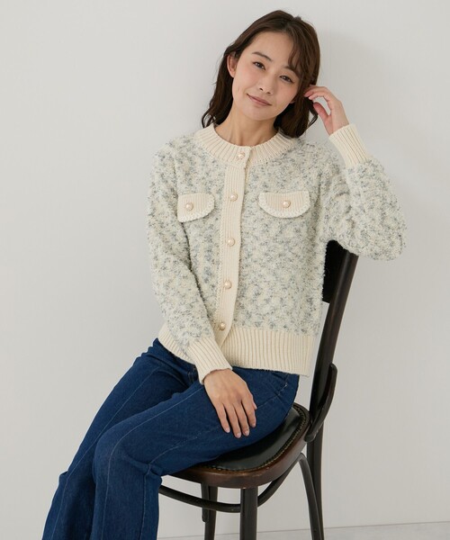 Jayro（ジャイロ）の「フェミニンツィード調ニットカーディガン（カーディガン/ボレロ・レディース・ブルー系その他6/ベージュ系その他2/ピンク・FREE）」の10枚目の写真