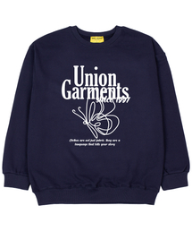 バタフライ 裏毛 オーバーサイズ スウェットTシャツ ネイビー