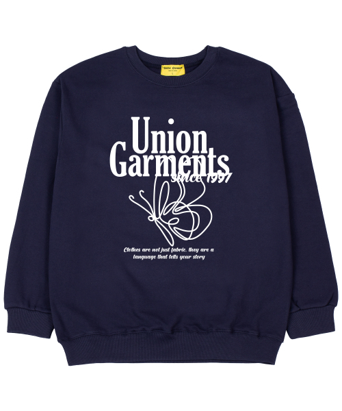 Union Garments(ユニオンガーメンツ)の「バタフライ 裏毛 オーバーサイズ スウェットTシャツ ネイビー(スウェット・レディース・その他・XX-LARGE/X-LARGE/LARGE/MEDIUM)」の1枚目の写真