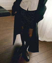 SEQUIN TWEED MINI SKIRTS_BLACK