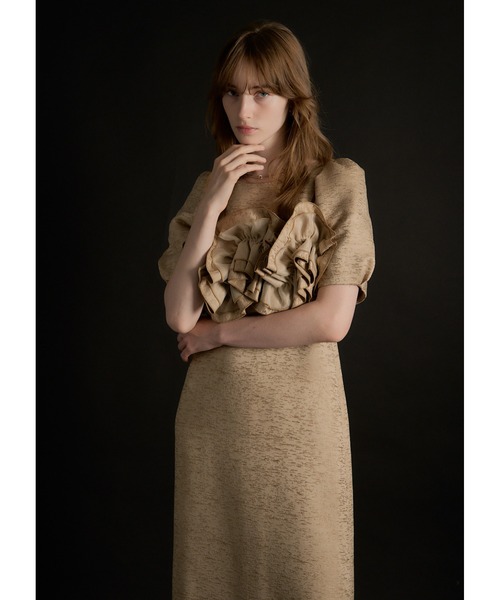 な*様 試着のみLE’RURE Wavy frill bustier jacqu Wavy frill bustier jacquard dress（ドレス）｜LE'RURE（リルアー）の