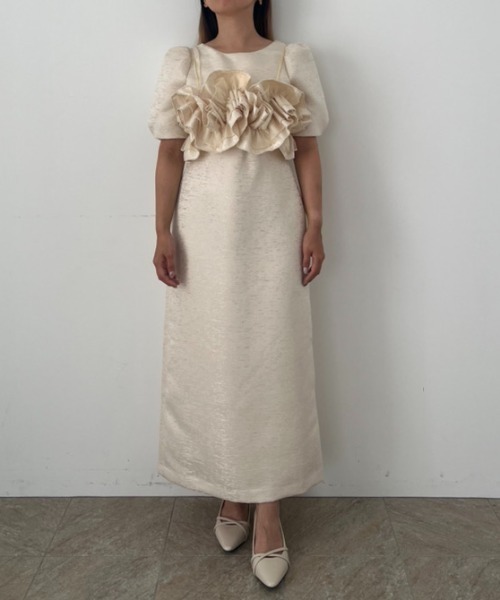 な*様 試着のみLE’RURE Wavy frill bustier jacqu Wavy frill bustier jacquard dress（ドレス）｜LE'RURE（リルアー）の