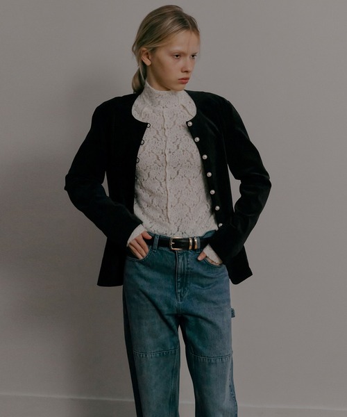 LE CIEL BLEU(ルシェルブルー)の「ハイネックストレットレーストップ / High Neck Stretch Lace Top(Tシャツ/カットソー・レディース・ホワイト/ブラック・36)」の2枚目の写真