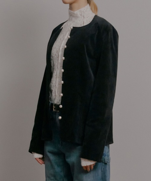 LE CIEL BLEU(ルシェルブルー)の「ハイネックストレットレーストップ / High Neck Stretch Lace Top(Tシャツ/カットソー・レディース・ホワイト/ブラック・36)」の4枚目の写真