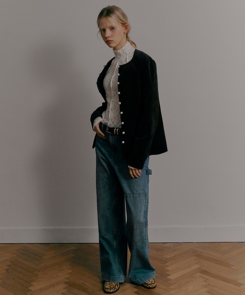 LE CIEL BLEU(ルシェルブルー)の「ハイネックストレットレーストップ / High Neck Stretch Lace Top(Tシャツ/カットソー・レディース・ホワイト/ブラック・36)」の3枚目の写真