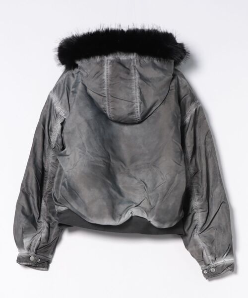 NYLAUS(ナイラス)の「【NYS】ヴィンテージ加工 脱着ファー フート ボンバージャケット フライトジャケット ミリタリージャケット ファーブルゾン(ダウンジャケット/コート・メンズ・カーキ/ブラック/グレー・M/L)」の5枚目の写真