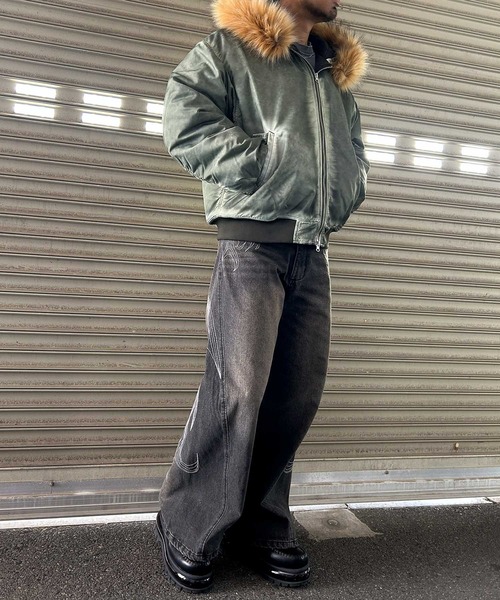 セール】【NYS】ヴィンテージ加工 脱着ファー フート ボンバー