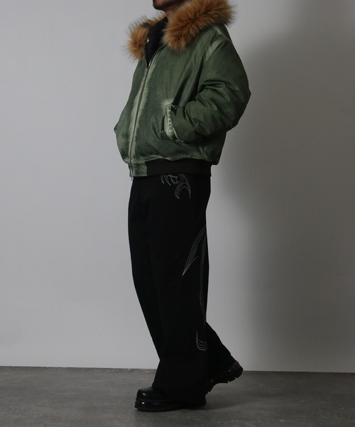 NYLAUS(ナイラス)の「【NYS】ヴィンテージ加工 脱着ファー フート ボンバージャケット フライトジャケット ミリタリージャケット ファーブルゾン(ダウンジャケット/コート・メンズ・カーキ/ブラック/グレー・M/L)」の16枚目の写真