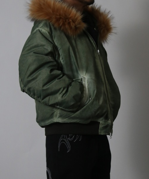 NYLAUS(ナイラス)の「【NYS】ヴィンテージ加工 脱着ファー フート ボンバージャケット フライトジャケット ミリタリージャケット ファーブルゾン(ダウンジャケット/コート・メンズ・カーキ/ブラック/グレー・M/L)」の21枚目の写真