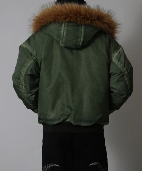 NYLAUS(ナイラス)の「【NYS】ヴィンテージ加工 脱着ファー フート ボンバージャケット フライトジャケット ミリタリージャケット ファーブルゾン(ダウンジャケット/コート・メンズ・カーキ/ブラック/グレー・M/L)」の20枚目の写真