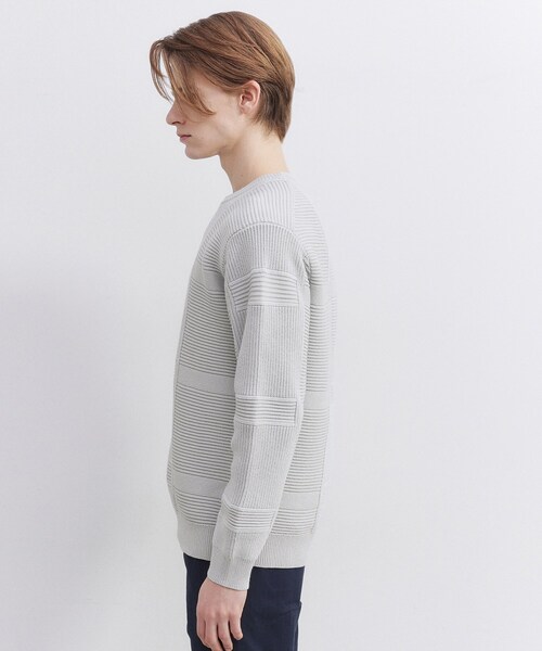 TAKEO KIKUCHI（タケオキクチ）の「畦編みチェック プルオーバーニット（ニット/セーター・メンズ・ライトグレー/ブラック・02/03/04）」の7枚目の写真