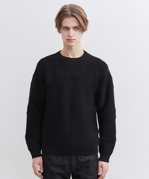TAKEO KIKUCHI（タケオキクチ）の「畦編みチェック プルオーバーニット（ニット/セーター・メンズ・ライトグレー/ブラック・02/03/04）」の12枚目の写真
