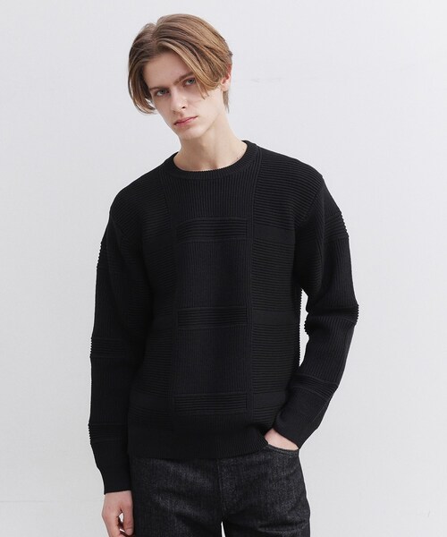 TAKEO KIKUCHI（タケオキクチ）の「畦編みチェック プルオーバーニット（ニット/セーター・メンズ・ライトグレー/ブラック・02/03/04）」の13枚目の写真