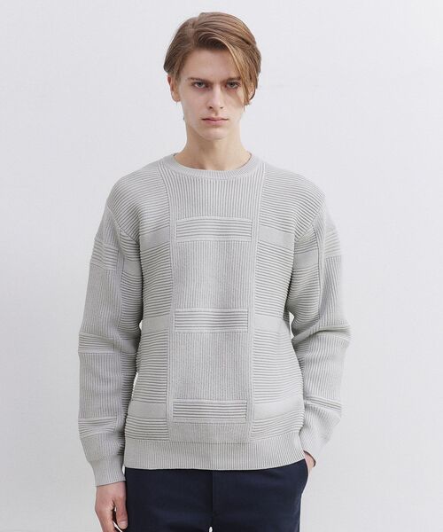 TAKEO KIKUCHI（タケオキクチ）の「畦編みチェック プルオーバーニット（ニット/セーター・メンズ・ライトグレー/ブラック・02/03/04）」の16枚目の写真