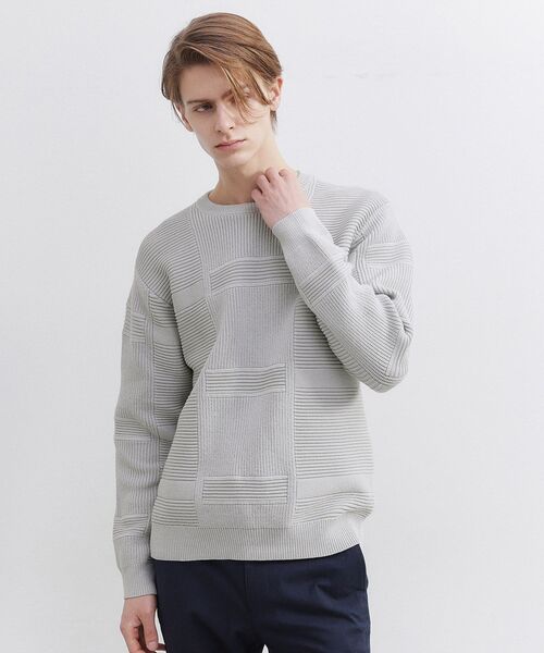 TAKEO KIKUCHI（タケオキクチ）の「畦編みチェック プルオーバーニット（ニット/セーター・メンズ・ライトグレー/ブラック・02/03/04）」の17枚目の写真