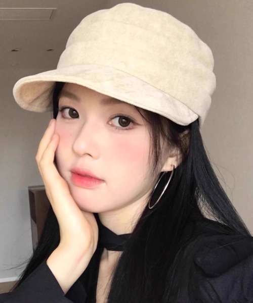 DAY CLOSET（デイ クローゼット）の「【サイズ調節可】小顔見えシルエット。スエード調キャスケット レディース（キャスケット・レディース・ブラック/ベージュ/ブラウン/キャメル/バーガンディー・ONE SIZE）」の3枚目の写真