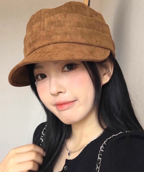 DAY CLOSET（デイ クローゼット）の「【サイズ調節可】小顔見えシルエット。スエード調キャスケット レディース（キャスケット・レディース・ブラック/ベージュ/ブラウン/キャメル/バーガンディー・ONE SIZE）」の4枚目の写真
