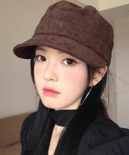 DAY CLOSET（デイ クローゼット）の「【サイズ調節可】小顔見えシルエット。スエード調キャスケット レディース（キャスケット・レディース・ブラック/ベージュ/ブラウン/キャメル/バーガンディー・ONE SIZE）」の2枚目の写真
