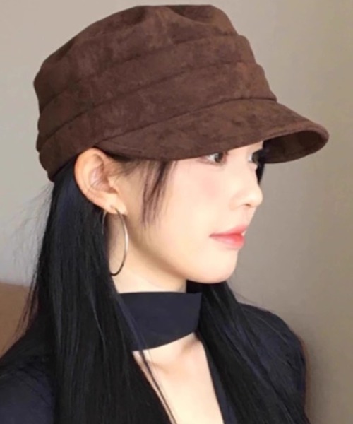 DAY CLOSET（デイ クローゼット）の「【サイズ調節可】小顔見えシルエット。スエード調キャスケット レディース（キャスケット・レディース・ブラック/ベージュ/ブラウン/キャメル/バーガンディー・ONE SIZE）」の8枚目の写真