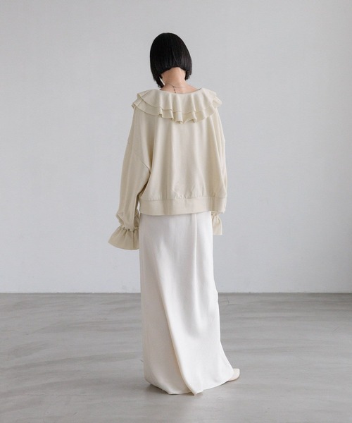 LOWRYS FARM（ローリーズファーム）の「フリルＺＩＰウラケ　636140（スウェット・レディース・グレー/アイボリー/ブラック・FREE）」の6枚目の写真