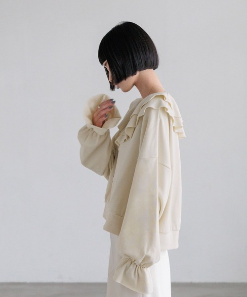 LOWRYS FARM（ローリーズファーム）の「フリルＺＩＰウラケ　636140（スウェット・レディース・グレー/アイボリー/ブラック・FREE）」の8枚目の写真