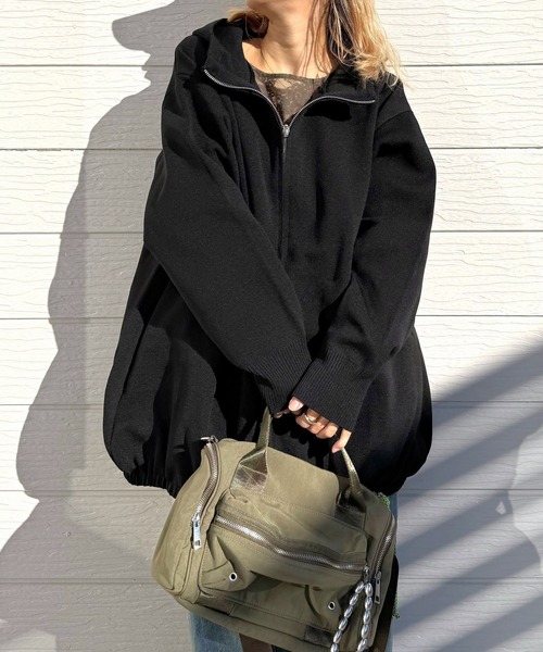 Q（キュー）の「スポンディッシュパーカー（パーカー・レディース・アイボリー/ブラック・MEDIUM）」の2枚目の写真