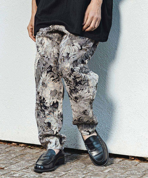 mp14471- Botanical Gobelin Textile Wide Balloon Pants ワイドパンツ