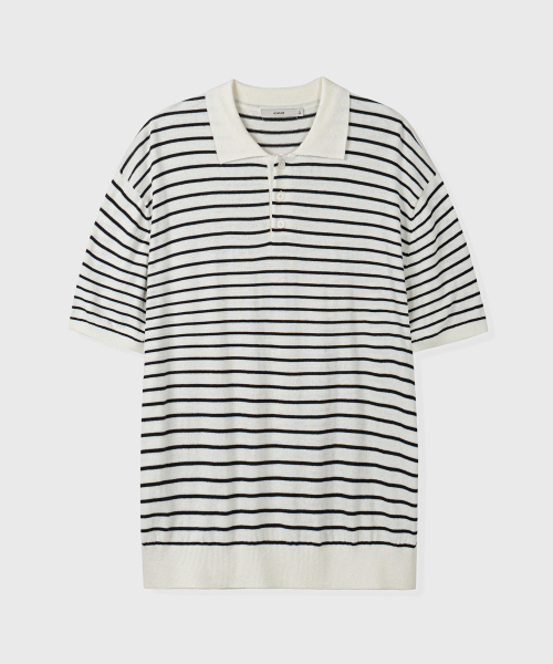 KIIMUIR(キミュア)の「ストライプカラー ハーフニット_アイボリー(Tシャツ/カットソー・メンズ・アイボリー・MEDIUM/LARGE/X-LARGE)」の9枚目の写真