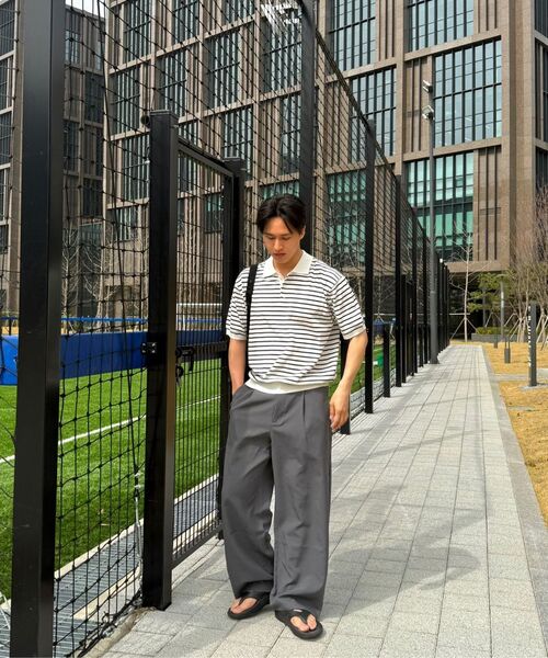KIIMUIR(キミュア)の「ストライプカラー ハーフニット_アイボリー(Tシャツ/カットソー・メンズ・アイボリー・MEDIUM/LARGE/X-LARGE)」の3枚目の写真