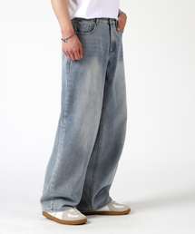 HALFNINE（ハーフナイン）の「ヴィンテージクラッシュウォッシングワイドデニムパンツ H05BRD_HXV11317（デニムパンツ）」