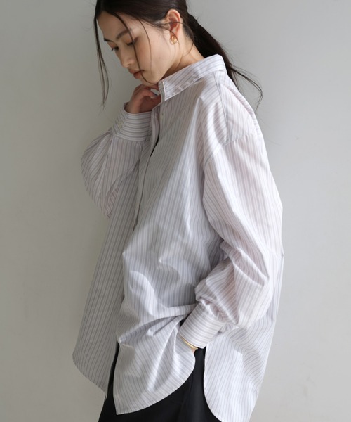 andme(アンドミー)の「2wayストライプシャツブラウス/キャミソールビスチェ(シャツ/ブラウス・レディース・ピンク/ベージュ/ブルー/オフホワイト・FREE)」の1枚目の写真