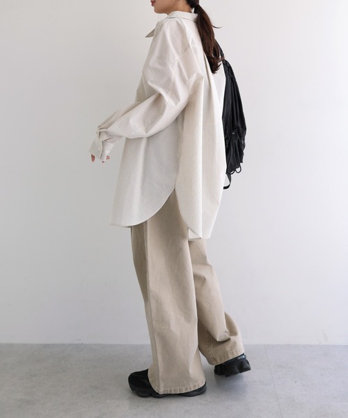 andme(アンドミー)の「2wayストライプシャツブラウス/キャミソールビスチェ(シャツ/ブラウス・レディース・ピンク/ベージュ/ブルー/オフホワイト・FREE)」の14枚目の写真