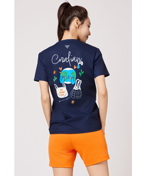 デイリーソロナグラフィックラウンドTシャツレディースネイビー