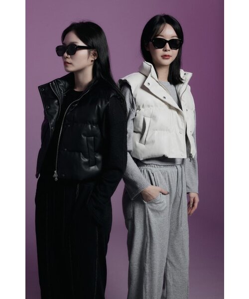 APOSTROPHE COMMA(アポストロフィコンマ)の「レザー クロップ パディング ベスト (アイボリー)(ダウンベスト・レディース・その他・LARGE/MEDIUM/SMALL)」の11枚目の写真