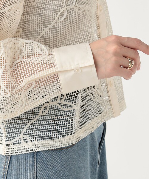 BEAMS HEART(ビームスハート)の「レギュラーカラー レース シャツ(シャツ/ブラウス・レディース・オフホワイト/ライム/ブラック・FREE)」の20枚目の写真