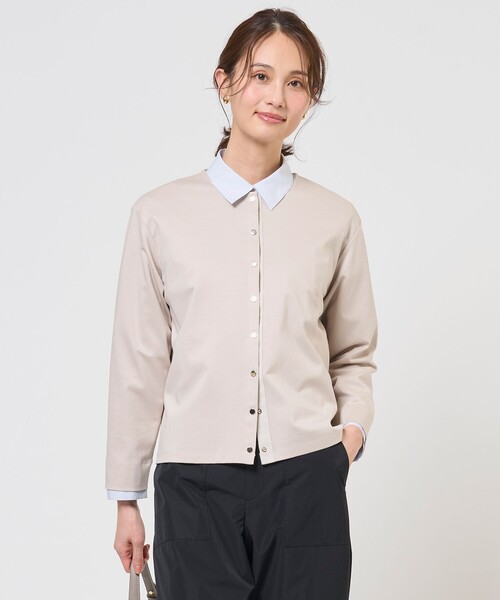 J.PRESS(ジェイプレス)の「【冷房対策に】40Gポンチ クルーネック カーディガン(Tシャツ/カットソー・レディース・グレー系/ネイビー系/ベージュ系・T13/T15)」の2枚目の写真