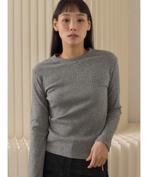 Fine Rib Long Sleeve Top_Gray