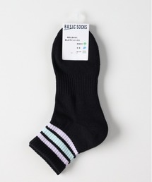 Right-on（ライトオン）の「【BASIC SOCKS】ラインリブ クウォーターソックス (吸汗速乾 / 抗菌防臭 / クッション性)（ソックス/靴下）」