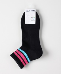 Right-on（ライトオン）の「【BASIC SOCKS】ラインリブ クウォーターソックス (吸汗速乾 / 抗菌防臭 / クッション性)（ソックス/靴下）」