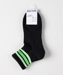 Right-on（ライトオン）の「【BASIC SOCKS】ラインリブ クウォーターソックス (吸汗速乾 / 抗菌防臭 / クッション性)（ソックス/靴下）」