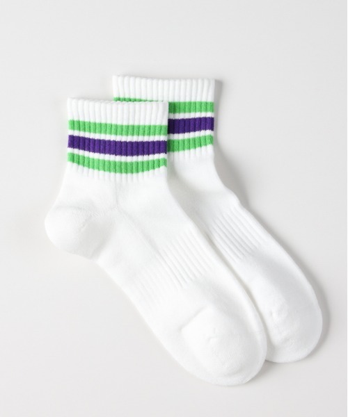 Right-on（ライトオン）の「【BASIC SOCKS】ラインリブ クウォーターソックス (吸汗速乾 / 抗菌防臭 / クッション性)（ソックス/靴下・メンズ・パープル/ピンク/グリーン/ホワイト/グレー・フリー）」の10枚目の写真