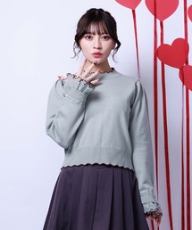 axes femme | ハート釦バイカラーニットプルオーバー(ニット/セーター)