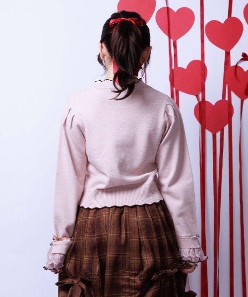 axes femme（アクシーズファム）の「ハート釦バイカラーニットプルオーバー（ニット/セーター・レディース・ピンク/ミント/キナリ・FREE）」の6枚目の写真