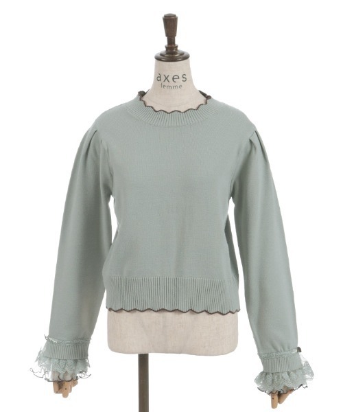 axes femme（アクシーズファム）の「ハート釦バイカラーニットプルオーバー（ニット/セーター・レディース・ピンク/ミント/キナリ・FREE）」の10枚目の写真