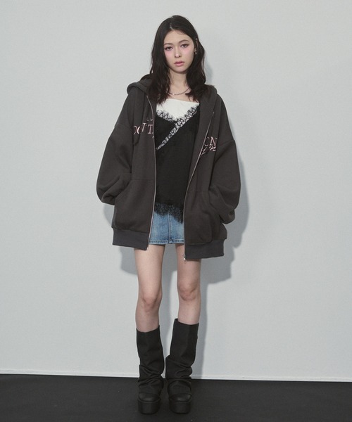 ENVYM（アンビー）の「Wボタン ストレッチ デニム ミニスカート（デニムスカート・レディース・ブルー/ブラック・SMALL/MEDIUM/LARGE）」の9枚目の写真