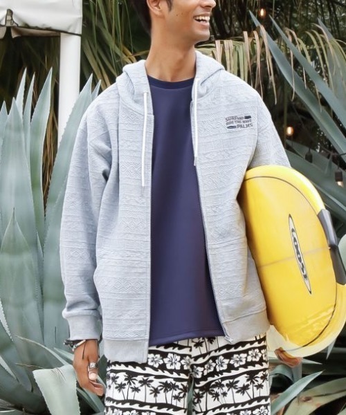Kahiko(カヒコ)の「【Kahiko】SURF&Palms ジェイMEN'Sジップアップパーカー(パーカー・メンズ・ホワイト/ベージュ/ネイビー/グレー/グリーン・FREE)」の7枚目の写真