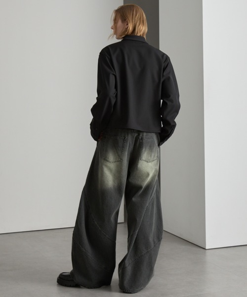cussil(クシル)の「【cussil/クシル】ヘビードレープクロップドシルエットレギュラー長袖シャツ(シャツ/ブラウス・メンズ・ブラック/ホワイト・L/M/S)」の13枚目の写真